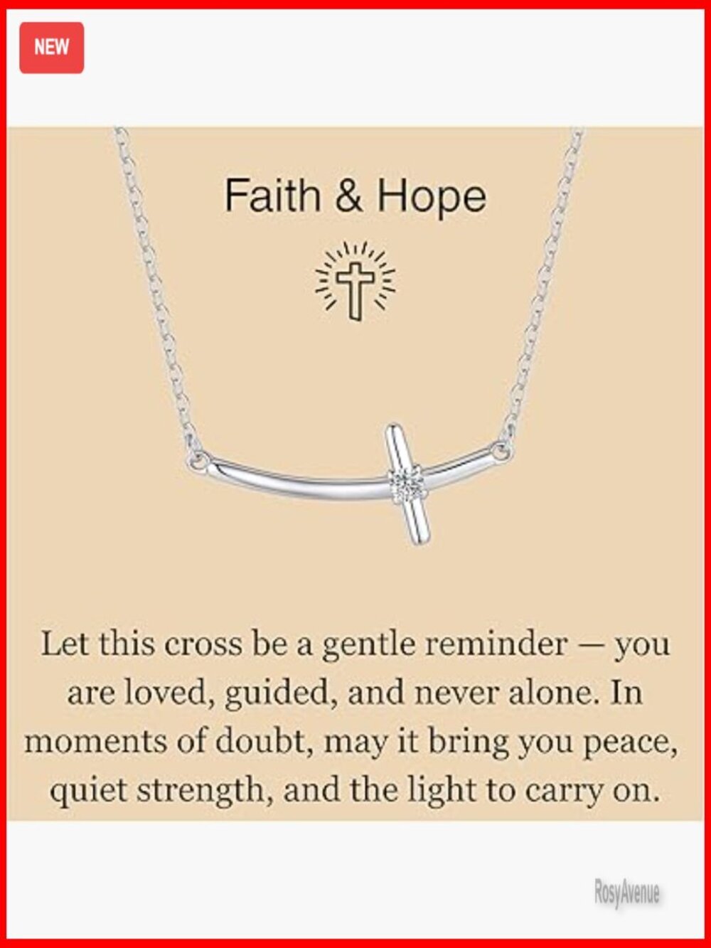 Sterling Silver Sideways Cross Pendant Necklace with Adjustable Chain